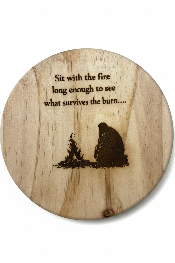 SIT WITH THE FIRE LONG ENOUGH TO SEE WHAT SURVIVES THE BURN - cutting board/serving board/trivet
